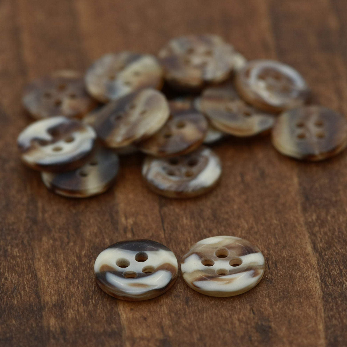 Button Plastic Tortoise Brown 12mm