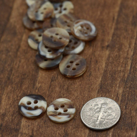 Button Plastic Tortoise Brown 12mm