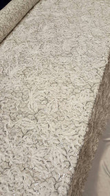 Embroidered Sequin Mesh Fabric White Black Silver