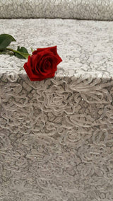 Embroidered Sequin Mesh Fabric White Black Silver