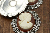 Cameo Button Flat Back Ivory Silhouette