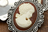 Cameo Button Flat Back Ivory Silhouette