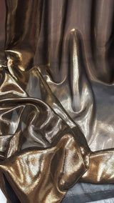 Metallic Chiffon Silk Gold on Black