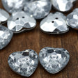 Heart Button Plastic Acrylic Silver 15mm