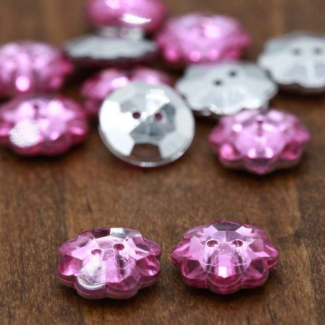 Flower Button Pink Plastic 12mm
