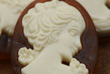 Cameo Button Plastic Gold Ivory Face
