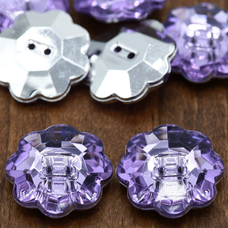 Flower Acrylic Button Aqua Blue Purple