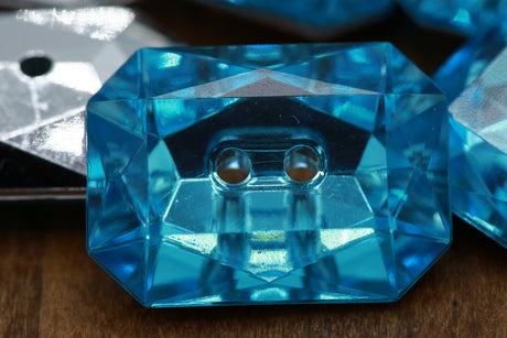 Rectangular Acrylic Crystal Button 25mm x 18mm