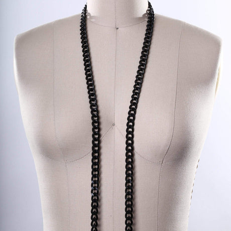 Metal Chain Trim 12mm Black Glossy Finish