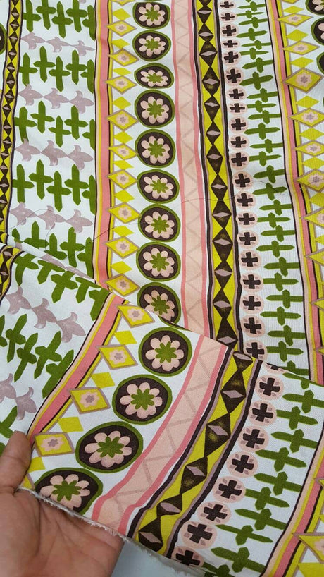 Rayon Challis Pastel Geometric Print