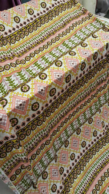 Rayon Challis Pastel Geometric Print