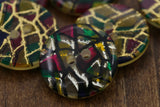 Art Deco Plastic Button 27mm Gold Glitter