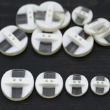 Plastic Button Ivory Clear 2-Hole