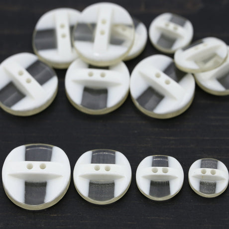 Plastic Button Ivory Clear 2-Hole