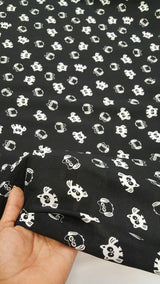 Rayon Challis Black and White Owls
