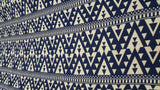 Rayon Challis Geometric White and Blue Fabric