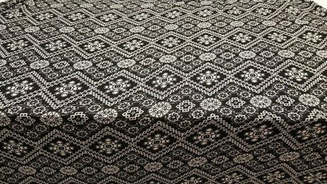 Rayon Crepe Geometric Black and White Fabric