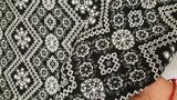 Rayon Crepe Geometric Black and White Fabric
