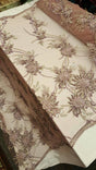 Beaded Bridal Lace Mauve 3D Floral