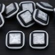Square Black White Shank Button 36L