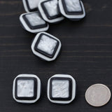 Square Black White Shank Button 36L