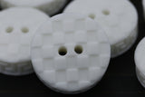Plastic Button White Texturized Checkered 34L