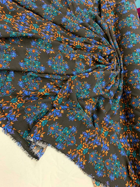 Rayon Challis Paisley Print Black