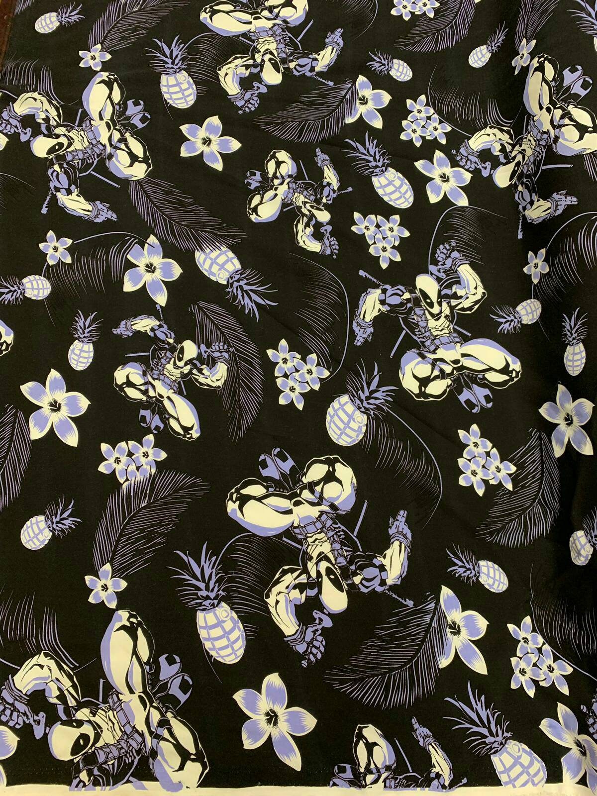 Rayon Challis Blue Black Floral