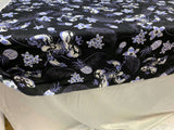 Rayon Challis Blue Black Floral