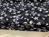 Rayon Challis Blue Black Floral