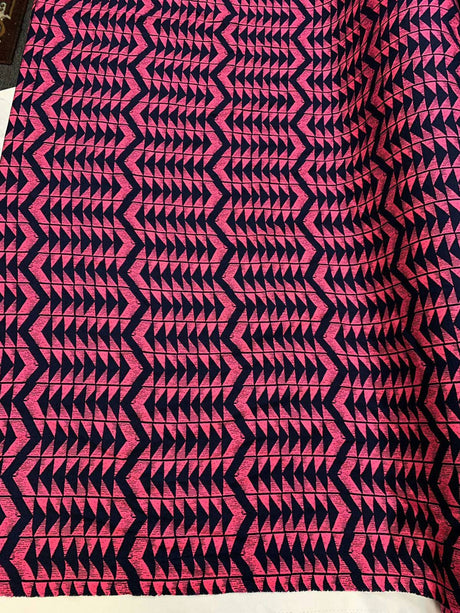Rayon Challis Geometric Pink and Blue