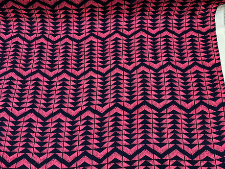 Rayon Challis Geometric Pink and Blue