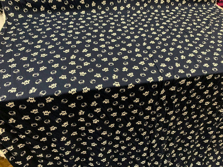 Rayon Challis Owl Print Navy Blue
