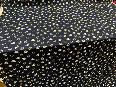 Rayon Challis Owl Print Navy Blue