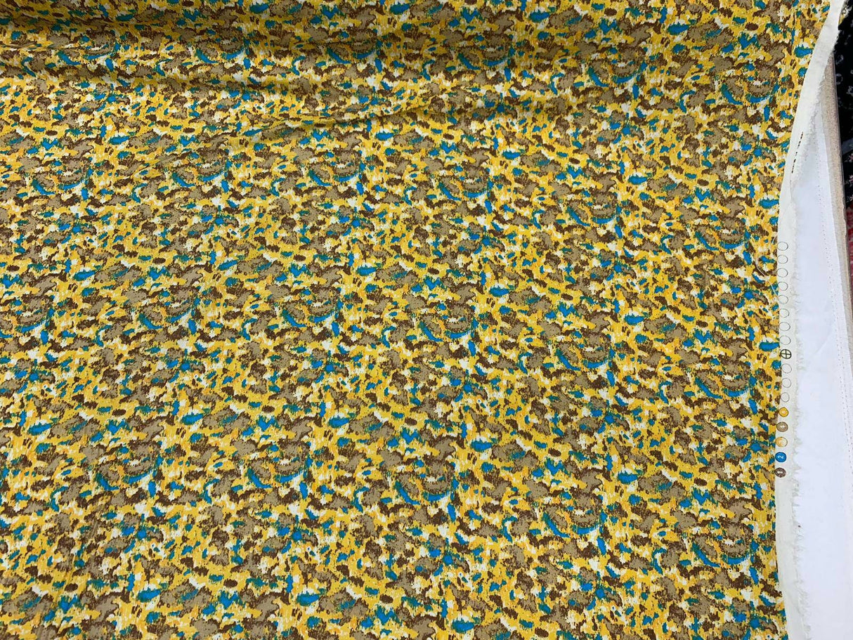 Rayon Challis Abstract Yellow Print