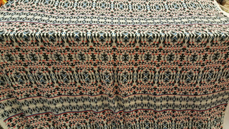 Rayon Challis Geometric Textured Blue Hues