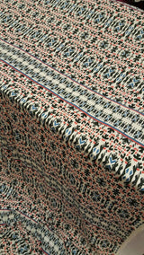 Rayon Challis Geometric Textured Blue Hues