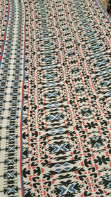 Rayon Challis Geometric Textured Blue Hues