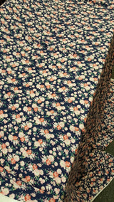 Rayon Challis Floral Print Navy Blue Pink