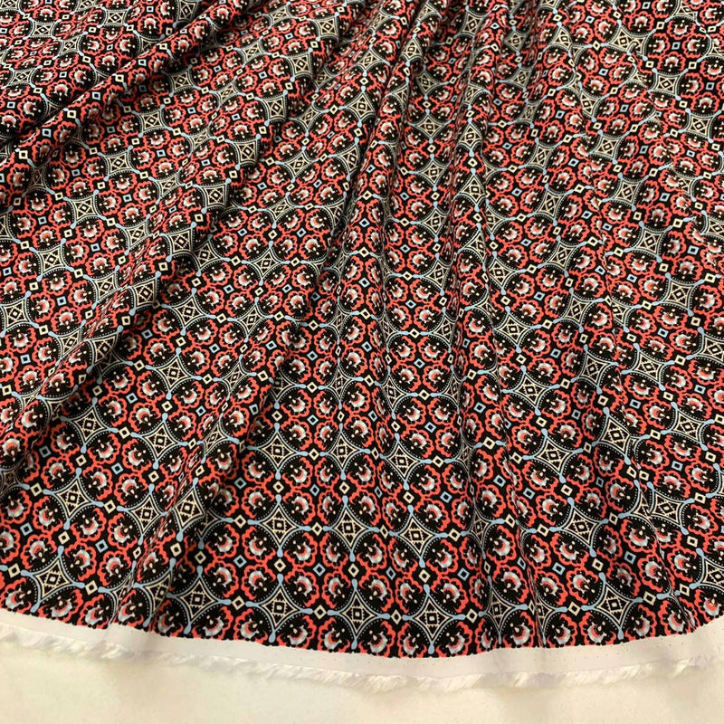 Rayon Challis Print Fabric Red Black