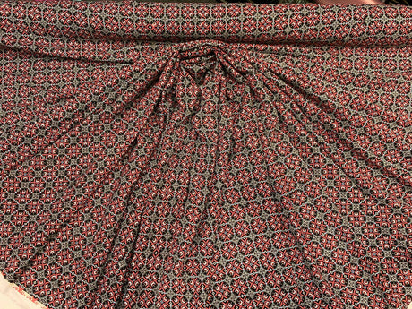 Rayon Challis Print Fabric Red Black