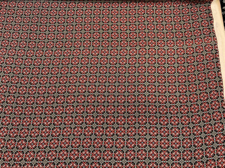 Rayon Challis Print Fabric Red Black