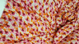 Rayon Floral Print Fabric Orange Fuchsia