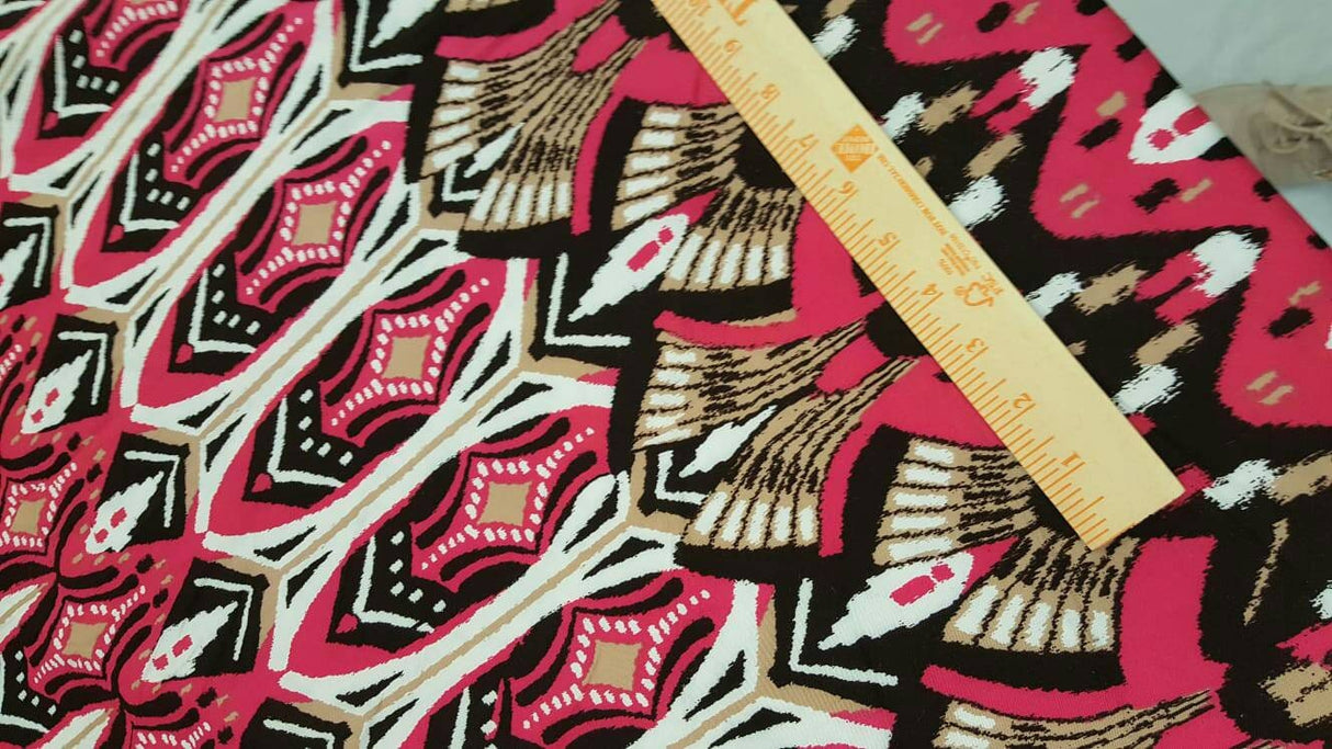 Rayon Challis Egyptian Print Magenta
