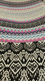 Rayon Challis Multicolor Geometric Pink Black White