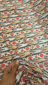 Rayon Challis Coral Peach Floral Print