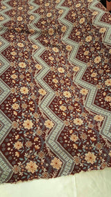 Rayon Challis Burgundy Floral Chevron Print