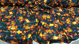 Rayon Floral Print Fabric Black Background