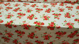 Rayon Challis Floral Roses Red Pink Green