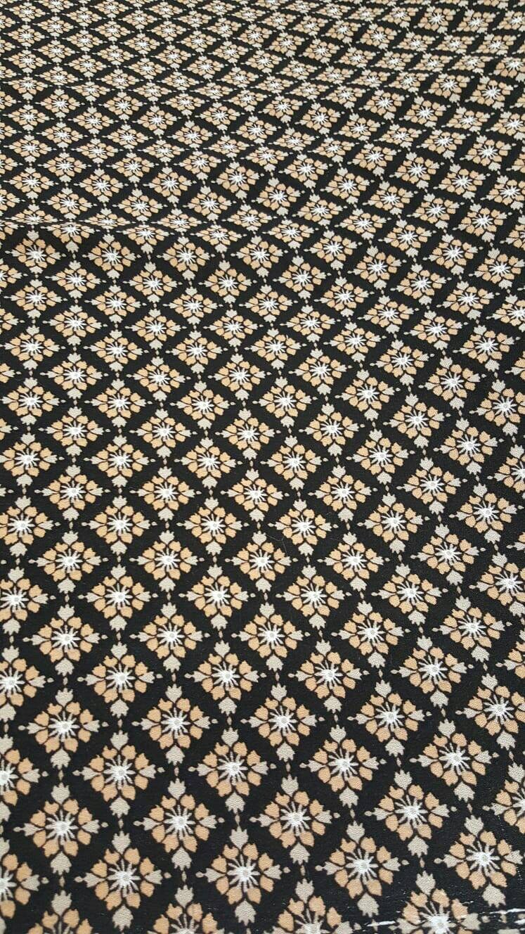 Rayon Challis Tiny Floral Print Black